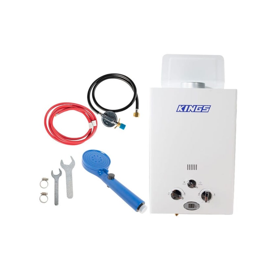 Kings Gas Hot Water System-Camping Shower-connects Standard LCC27 BBQ gas bottle