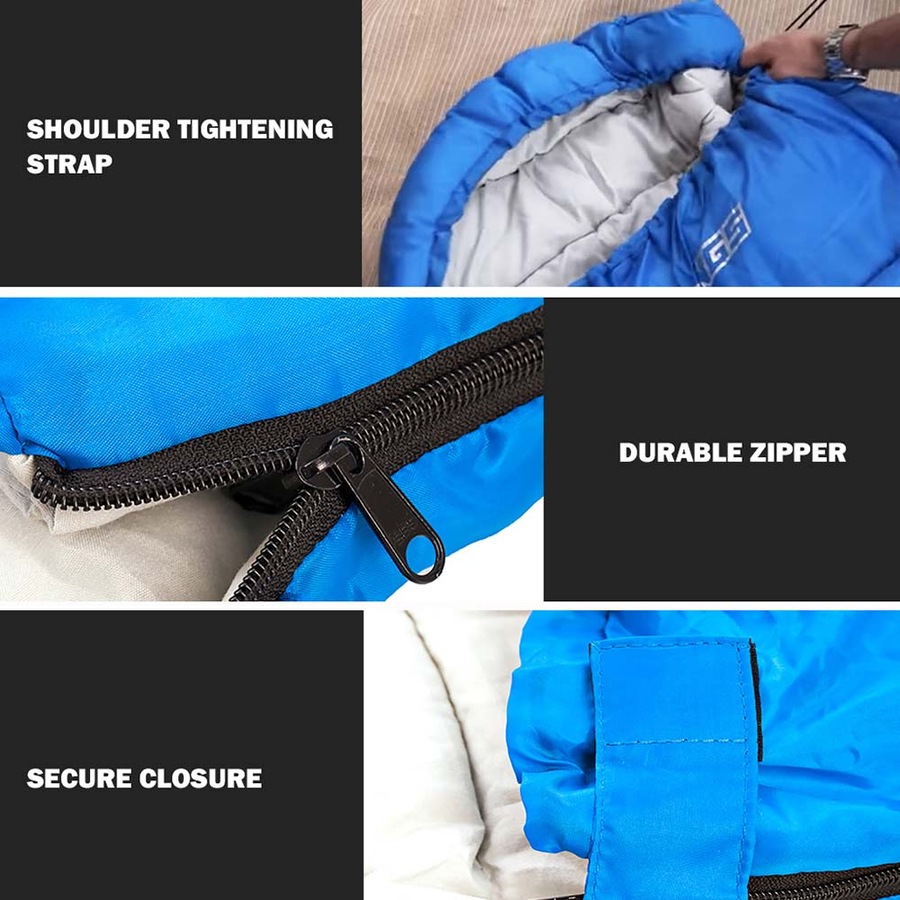 Adventure Kings Hooded Sleeping Bag Right Hand Zipper Rated to -2° 2400mmx900mm