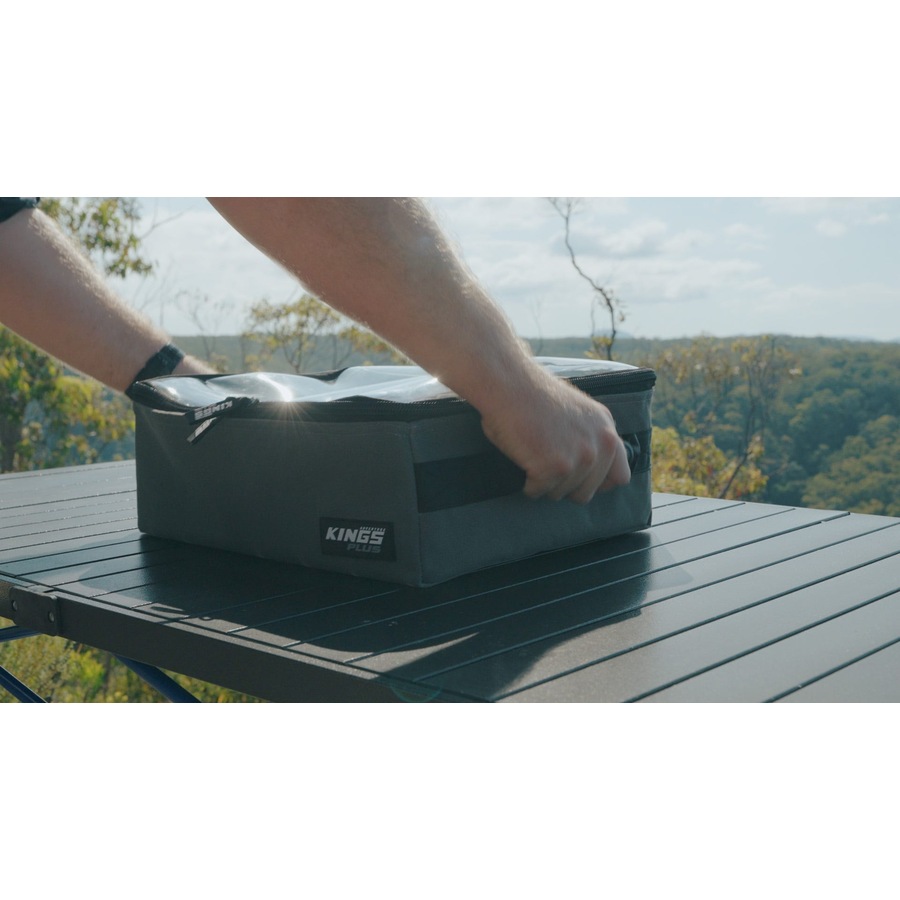 Kings Plus Clear Top Canvas Bag - Large - Clear PVC Lid with SBS Zippers - 370GSM Grey Canvas