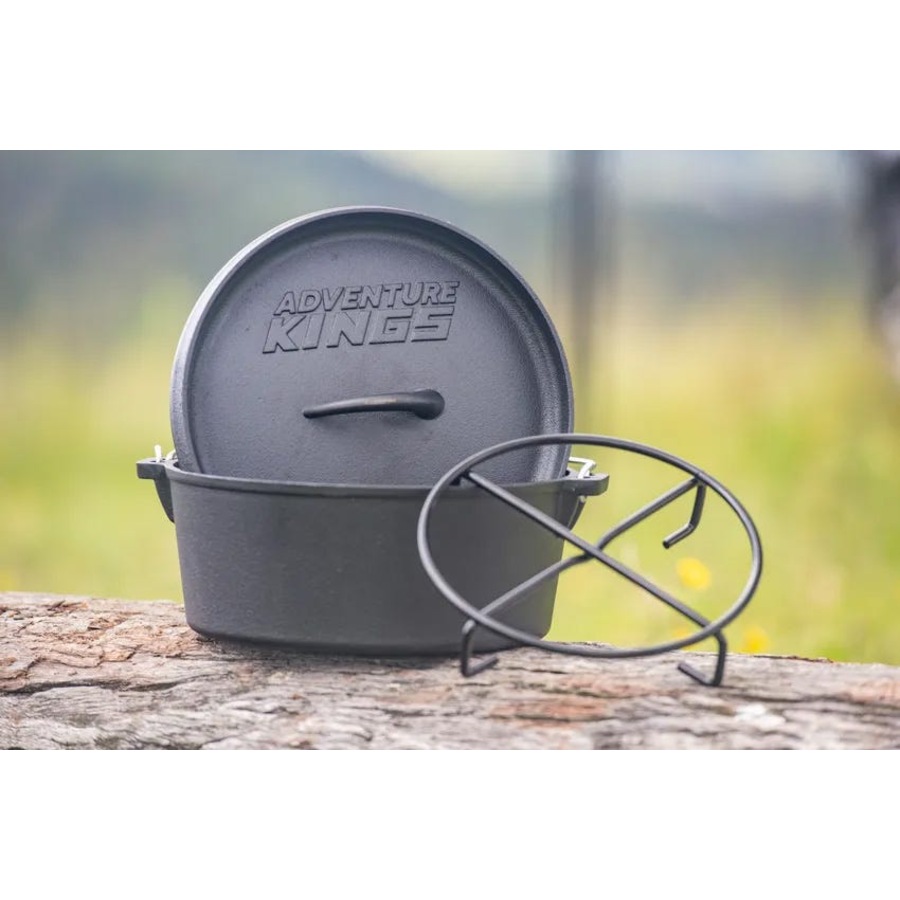 Kings Premium Stainless Steel Folding Firepit + Cast Iron Cooking Set