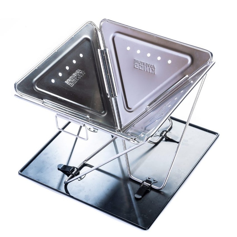 Kings Premium Stainless Steel Folding Firepit + Cast Iron Cooking Set