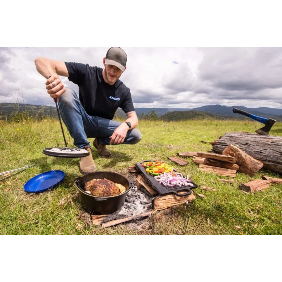 Kings Premium Stainless Steel Folding Firepit + Cast Iron Cooking Set