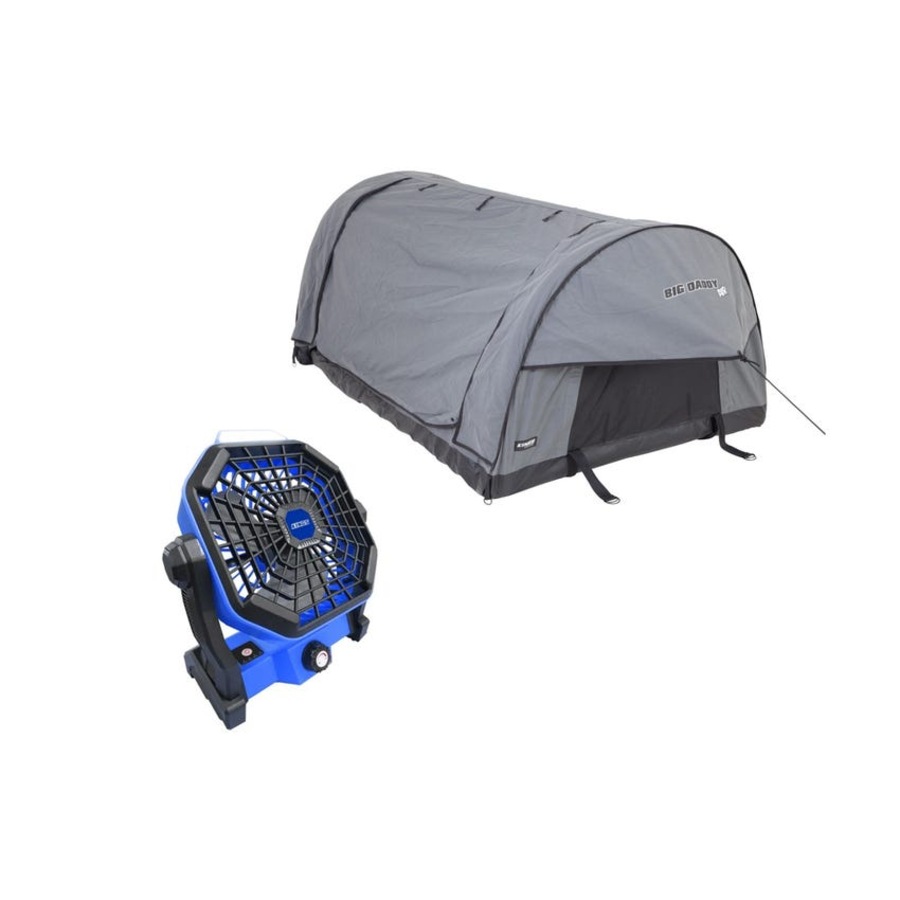 Big Daddy Air Double Inflatable Swag +2in1 Lithium Rechargeable Light/Fan