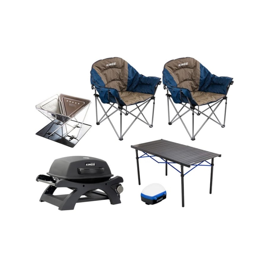 PREMIUM CAMPING PACK fire pit gas barbecue table sofa chair lantern