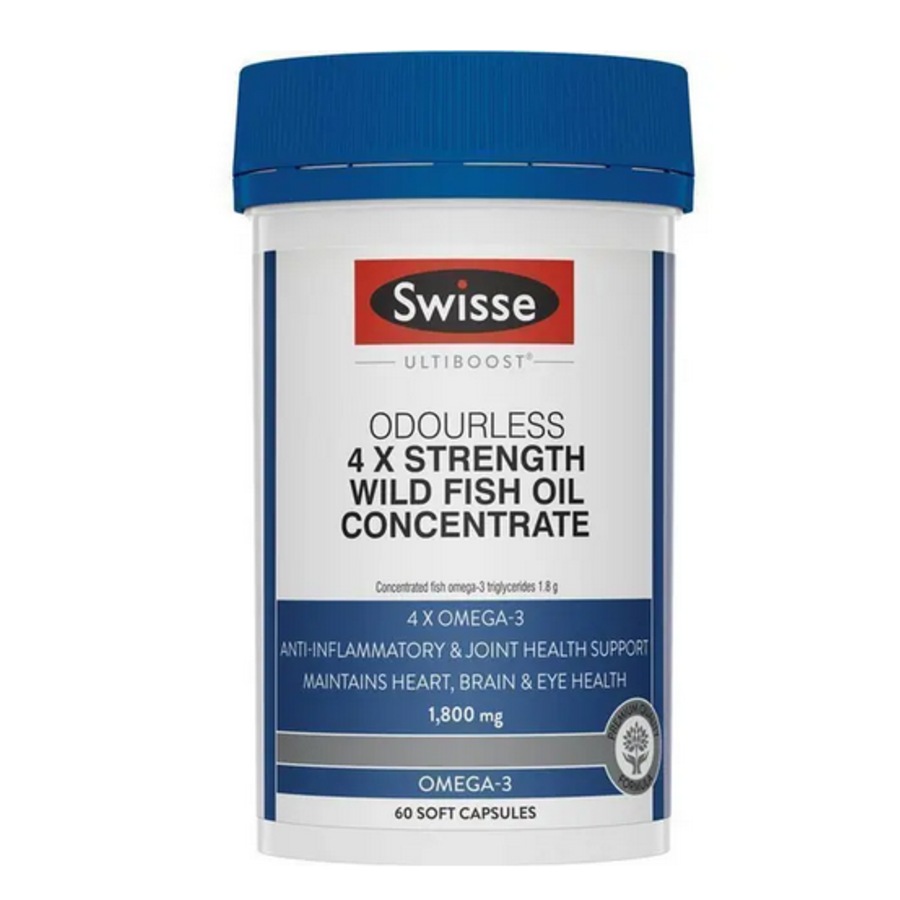 Swisse Ultiboost 4 x Strength Wild Fish Oil Concentrate 60 Capsules