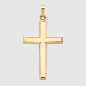 18K Gold Over Silver Mens Cross Pendant Religious Vermeil Chain Necklace Christian Jewelry