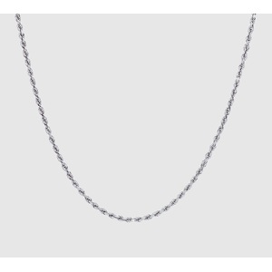 925 Sterling Silver Mens Rope Chain Necklace 3mm Rhodium Plated Italian Jewelry