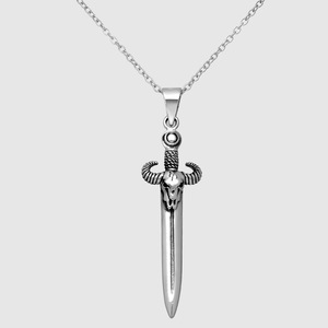 925 Sterling Silver Sword Pendant Mens Medieval Knight Warrior Necklace Chain Jewelry
