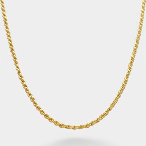 Men's 18K Gold Plated 3mm Rope Chain Necklace Miami Cuban Link Style Stainless Steel Hip Hop Jewelry