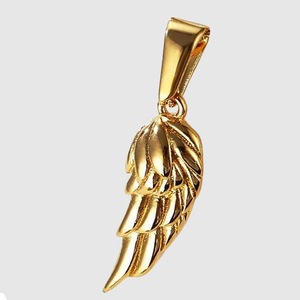 Mens 18K Gold Plated Angel Wing Pendant Necklace Religious Guardian Charm Jewelry