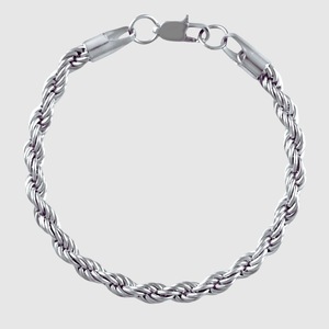 Mens 6mm Silver Rope Chain Bracelet 316L Stainless Steel Twisted Link Wrist Band Fashion Jewelry