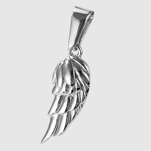 Mens Silver Wing Pendant 316L Stainless Steel Angel Feather Necklace Charm Jewelry