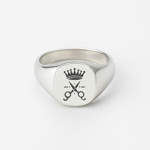 The King of Cuts - Barber's Ring, 925 Silver Scissors and Crown Jewelry Gift