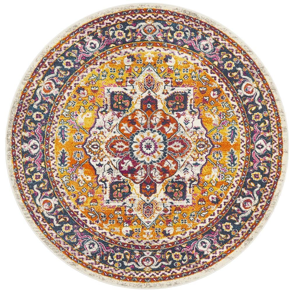Buy Babylon in Rust and Multi Coloured : Round Rug - MyDeal Australia