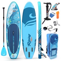 SereneLife Inflatable Stand Up Paddle Board (6 Inches Thick) with Premium SUP Accessories & Carry Bag - Wide Stance, Bottom Fin for Paddling, Surf Control, Non-Slip Deck - Youth & Adult Standing Boat