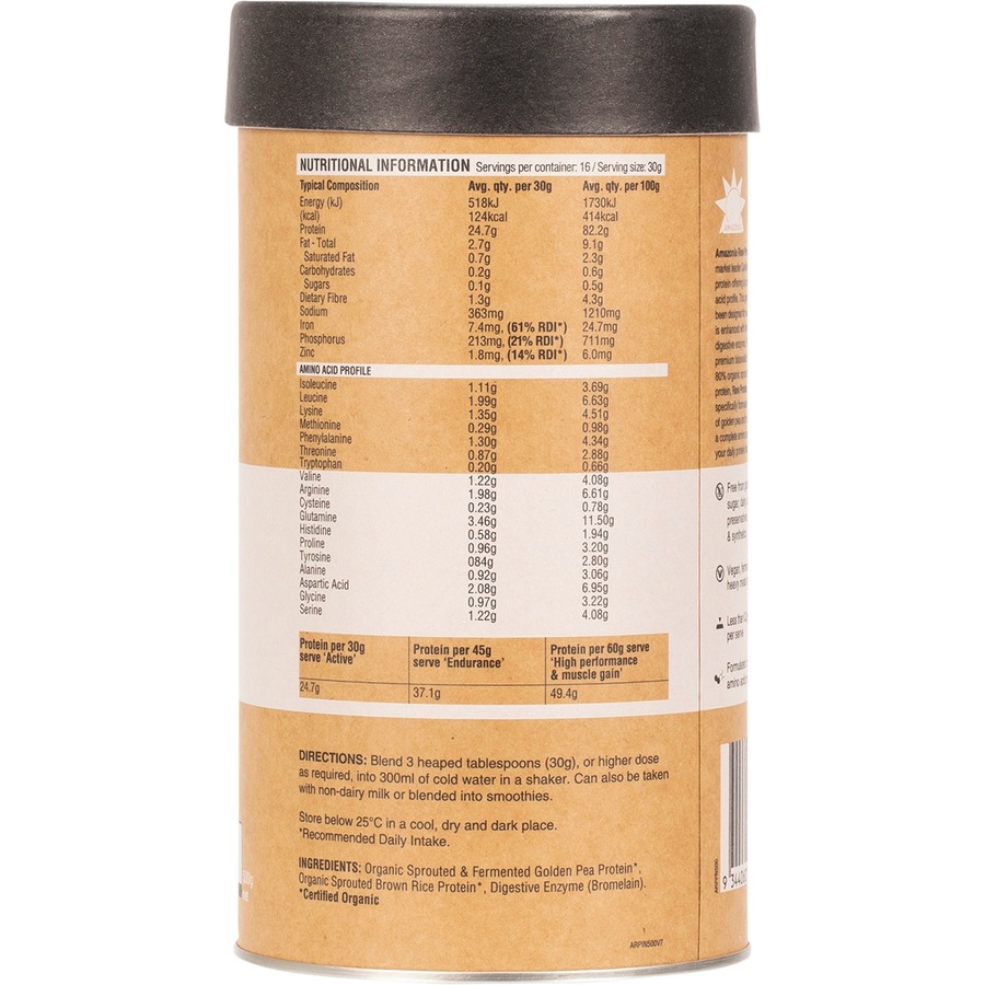 Amazonia Raw Vegan Protein Isolate Natural 500g