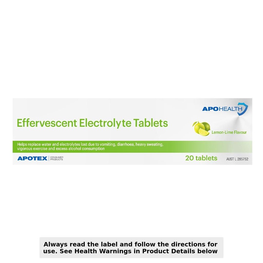 APOHEALTH Effervescent Electrolyte Tablets Lemon-Lime 20 Tablets
