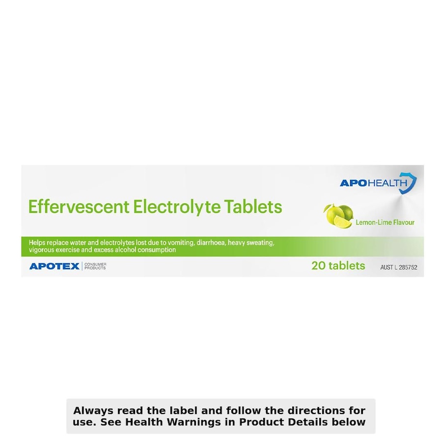 APOHEALTH Effervescent Electrolyte Tablets Lemon-Lime 20 Tablets