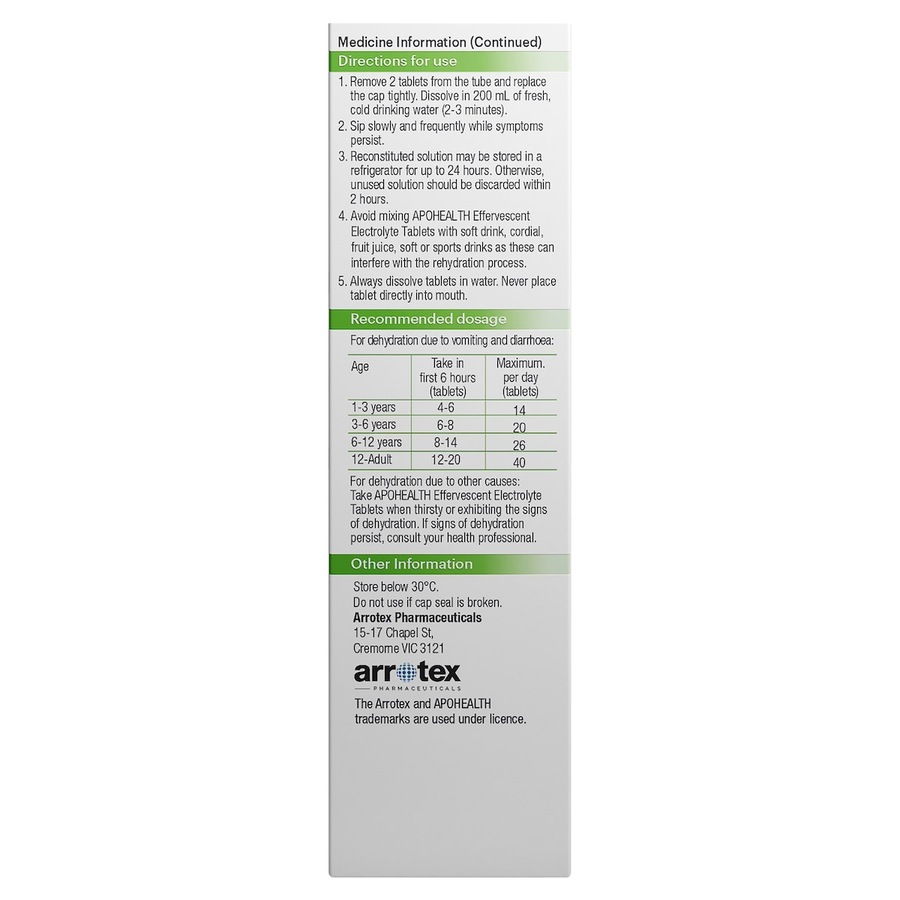 APOHEALTH Effervescent Electrolyte Tablets Lemon-Lime 20 Tablets