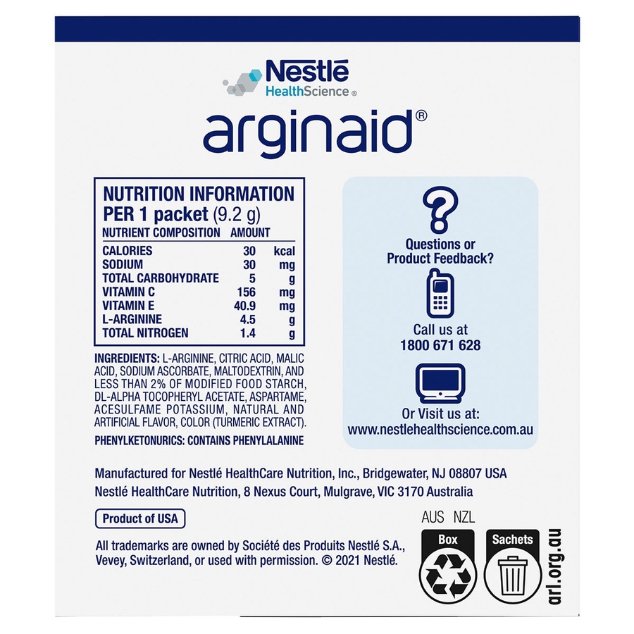Arginaid Arginine Powder Lemon 9.2g x 14 Pack