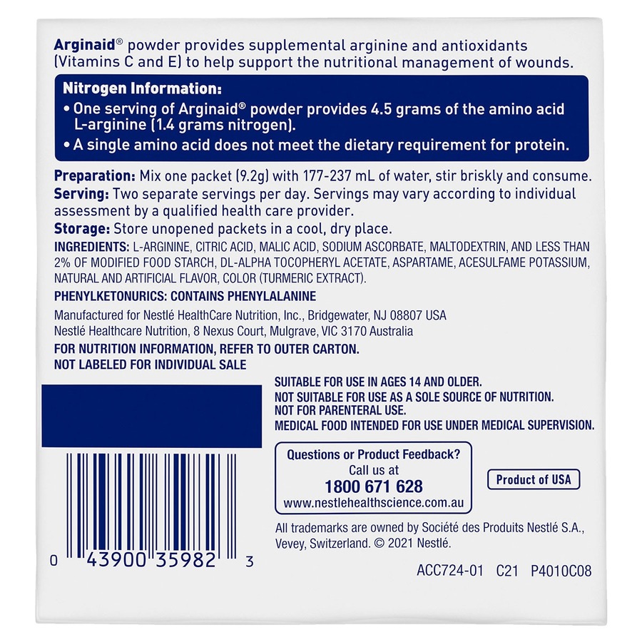 Arginaid Arginine Powder Lemon 9.2g x 14 Pack