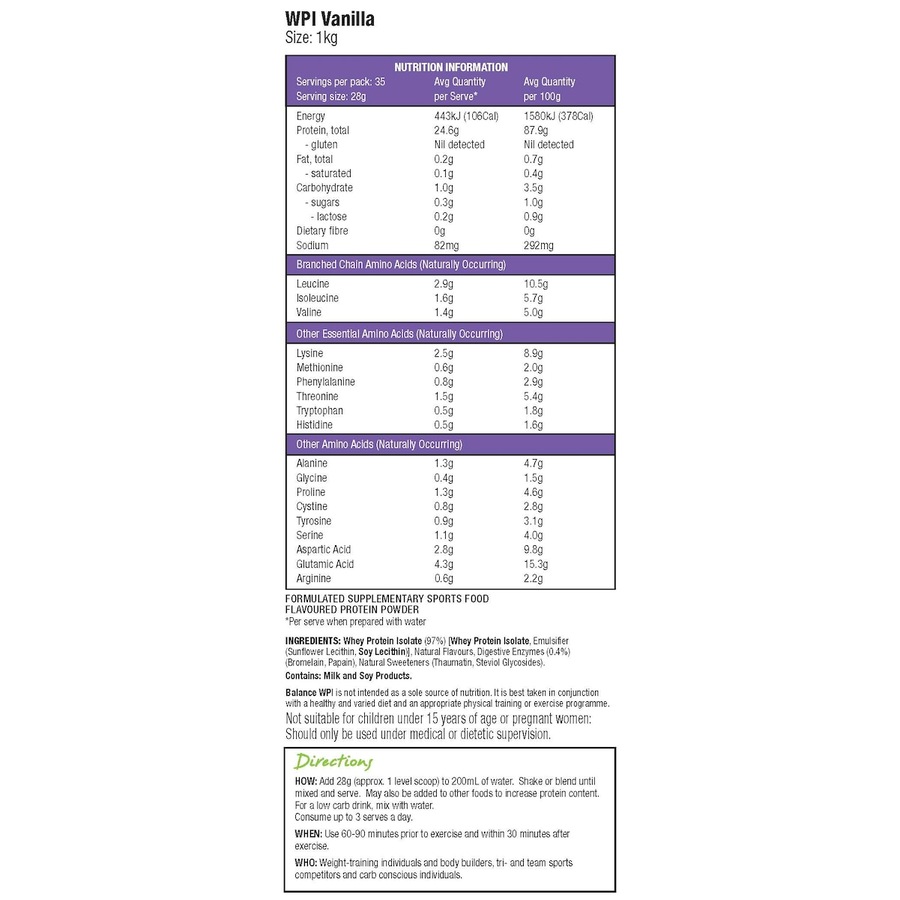 Balance WPI Protein Vanilla 1kg