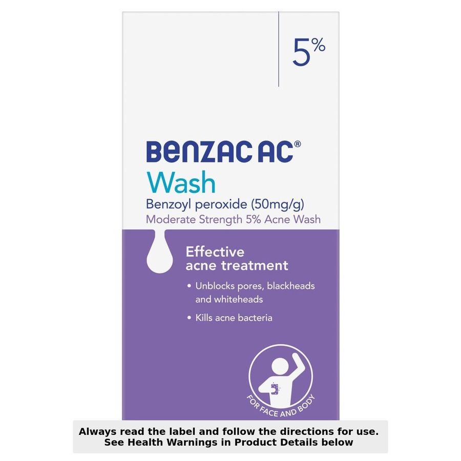 Benzac AC Moderate Strength 5.0% Acne Wash 200ml