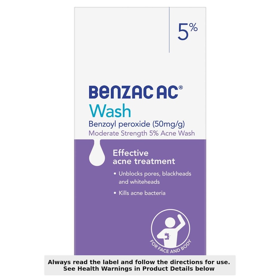 Benzac AC Moderate Strength 5.0% Acne Wash 200ml