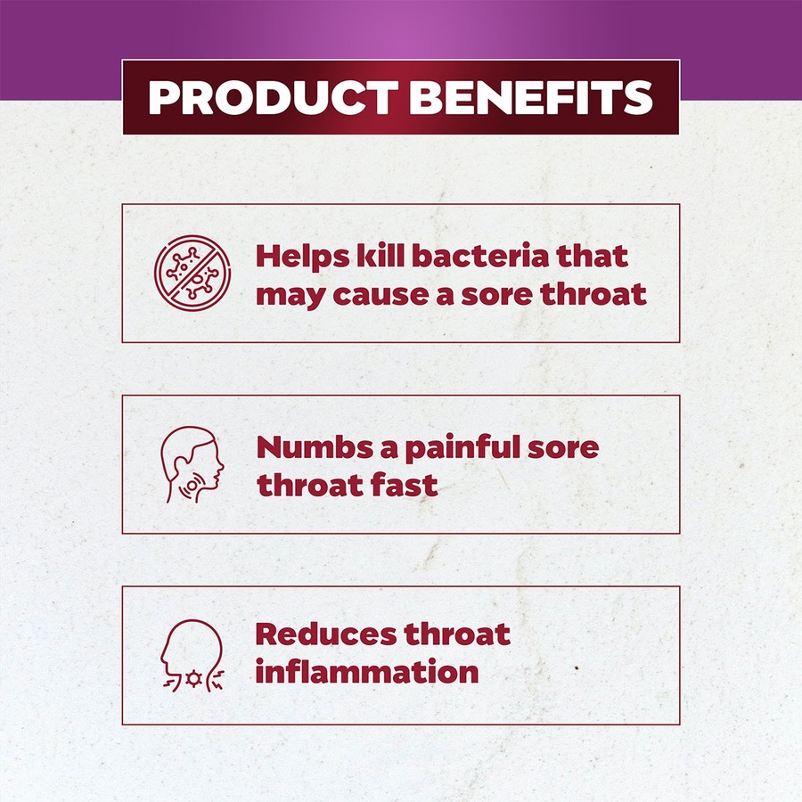 Betadine Anaesthetic Triple Action Sore Throat Lozenges Berry 16 Pack