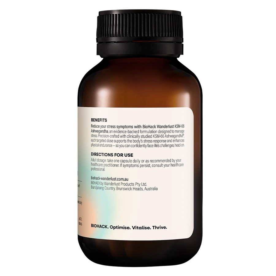 BioHack Wanderlust KSM-66 Ashwagandha 30 Capsules