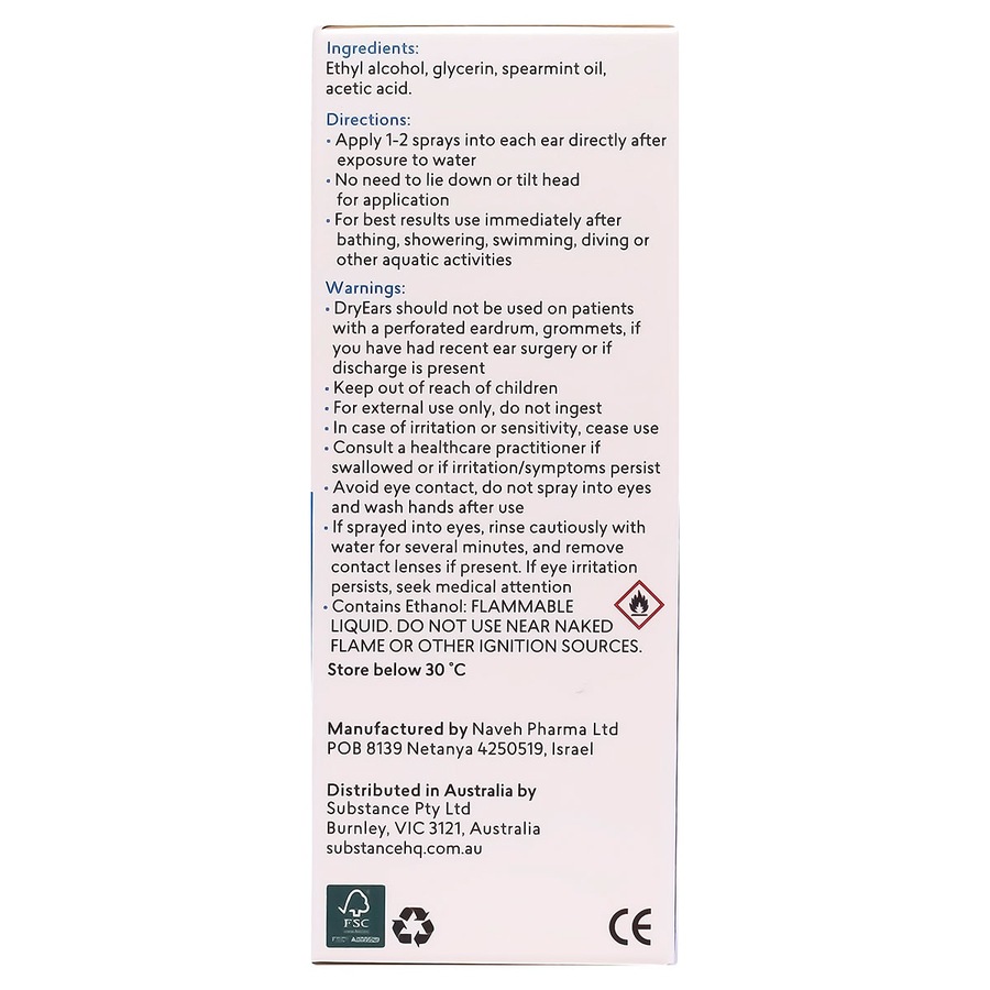 BioRevive DryEars Swimmers Ear Prevention Spray 30ml