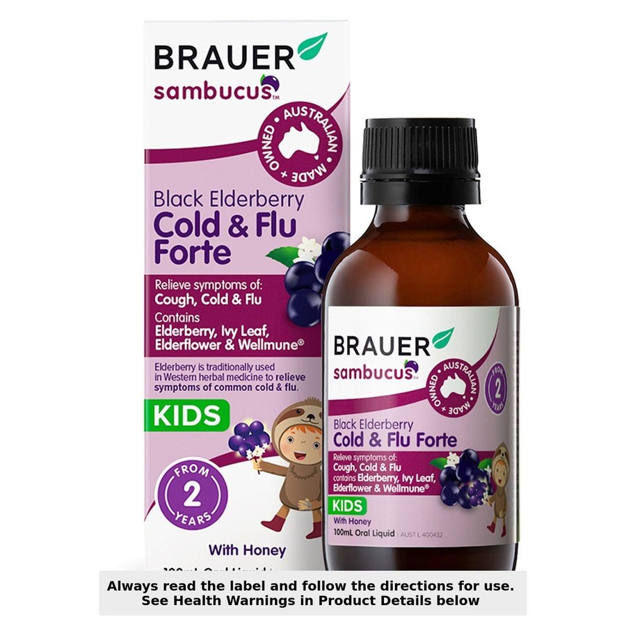 Brauer Sambucus Black Elderberry Kids Cold & Flu Forte 100ml