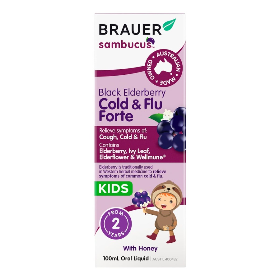 Brauer Sambucus Black Elderberry Kids Cold & Flu Forte 100ml