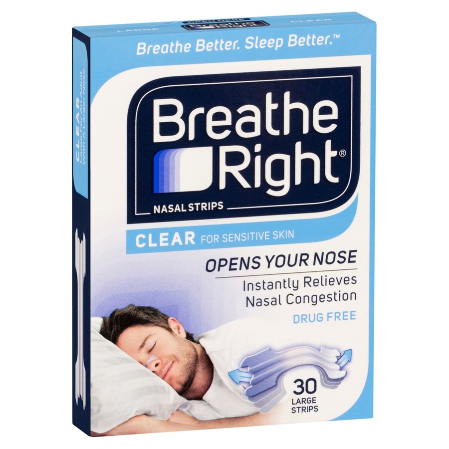 Breathe Right Clear Nasal Strips Large 30 Pack