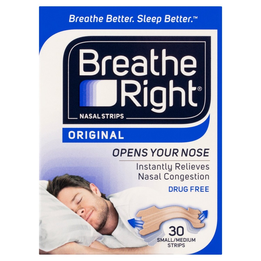 Breathe Right Nasal Strips Original Tan S/M 30 Pack