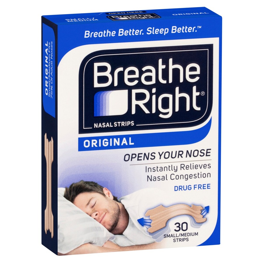 Breathe Right Nasal Strips Original Tan S/M 30 Pack