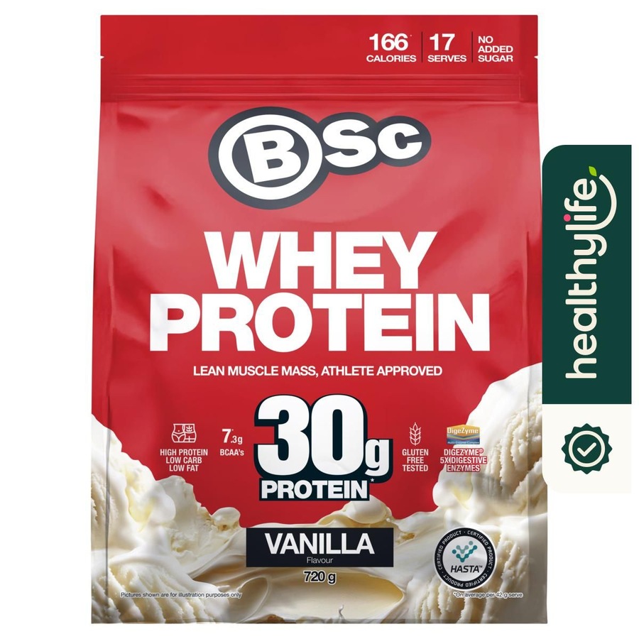 Buy BSc Whey Protein Powder Vanilla 720g - Everyday Rewards Shop