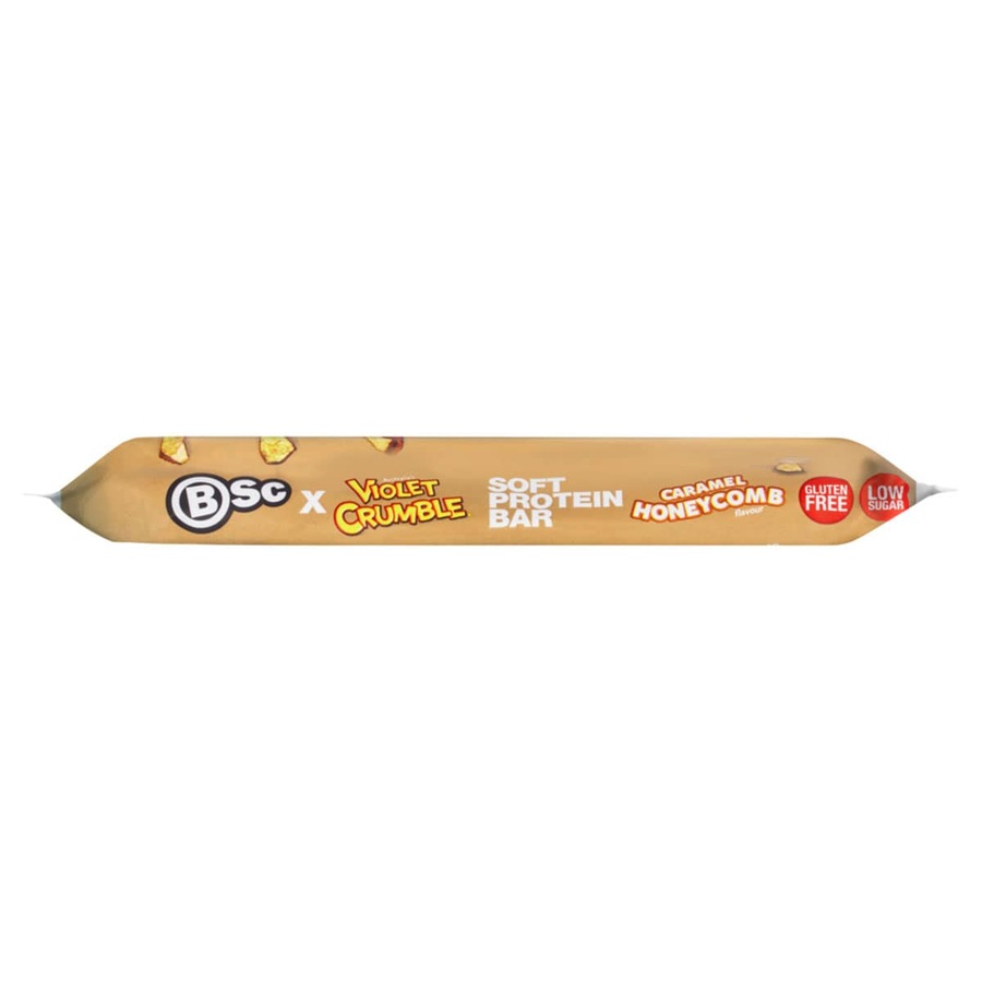 BSc x Violet Crumble Soft Protein Bars Caramel Honeycomb Box 12 x 55g