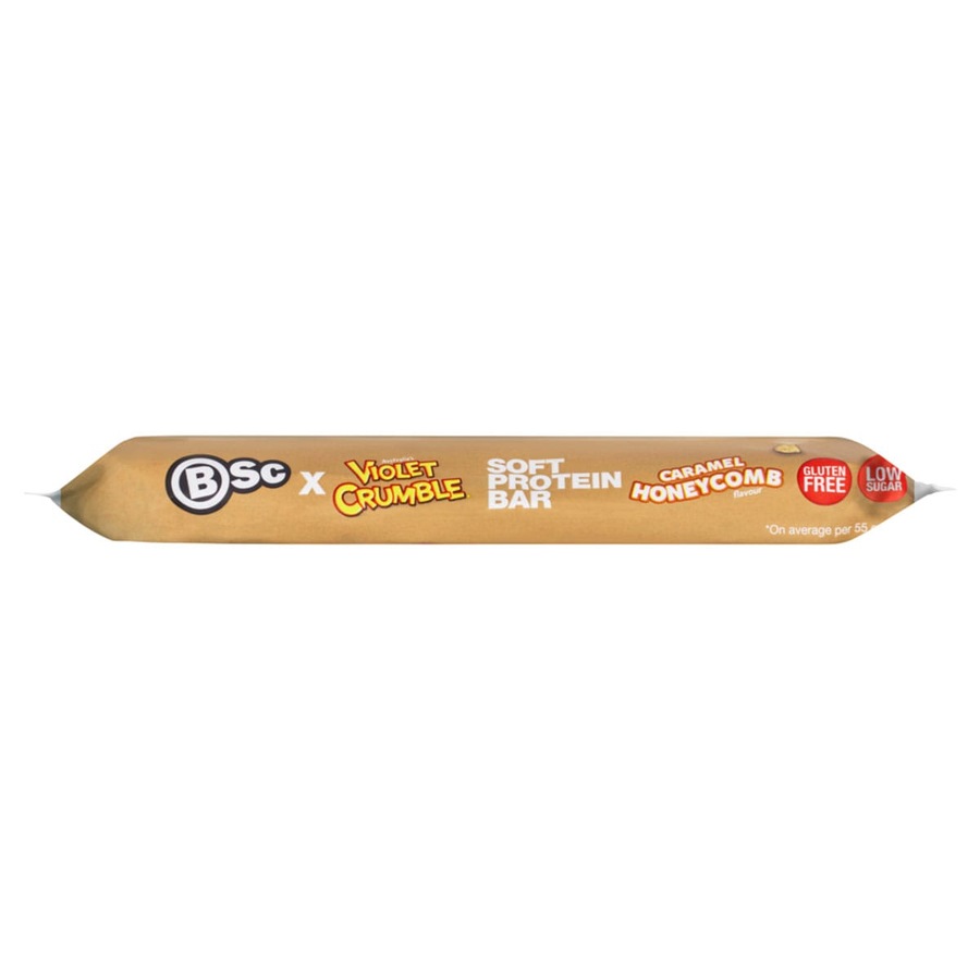 BSc x Violet Crumble Soft Protein Bars Caramel Honeycomb Box 12 x 55g