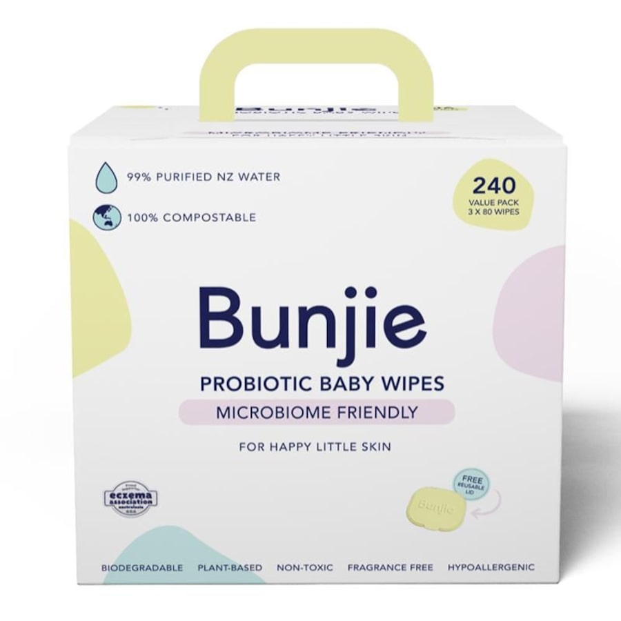 Bunjie Probiotic Baby Wipes 3 x 80 Wipes