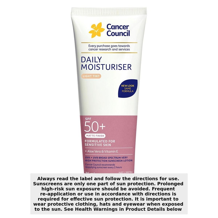 Cancer Council Face Day Wear Moisturiser Matte Light Tint SPF50+ 75ml
