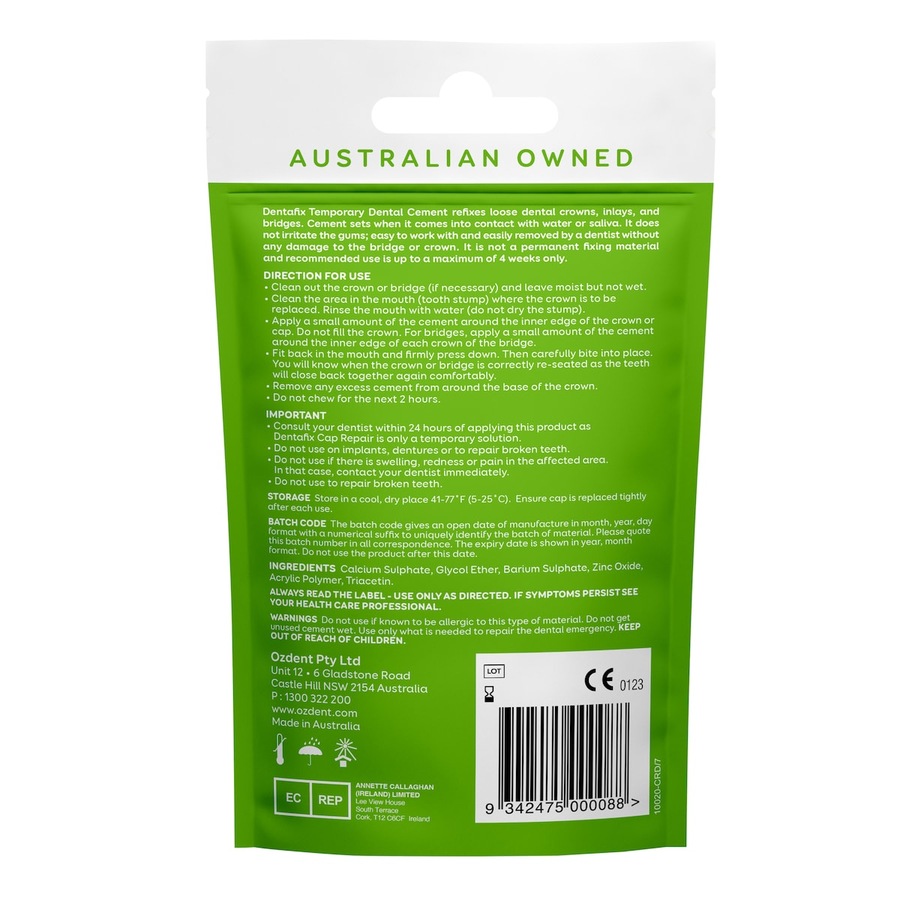 Dentafix Temporary Dental Cement Cap Repair 7g