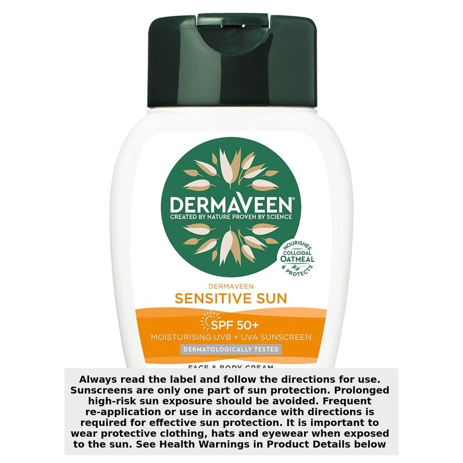 DermaVeen Sensitive Sun SPF 50+ Moisturising UVB + UVA Sunscreen 250g