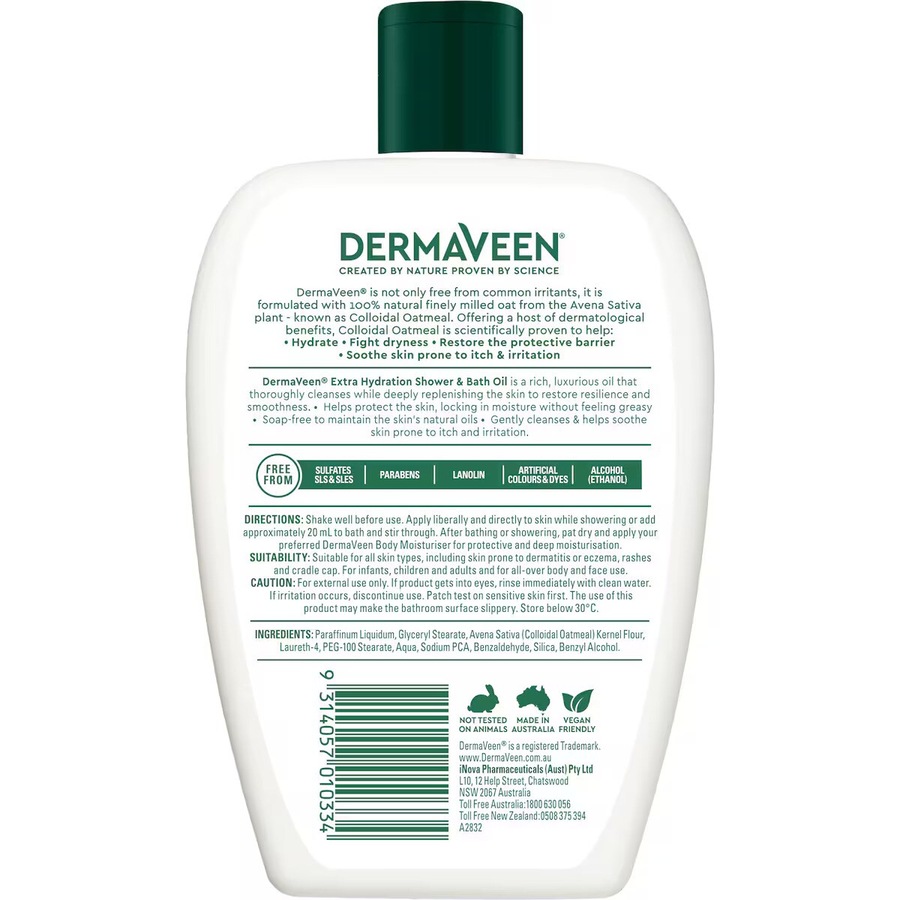 DermaVeen Extra Hydration Shower & Bath Oil 500ml