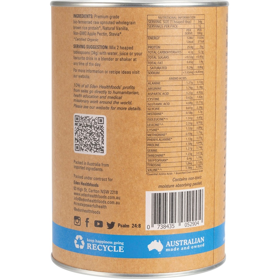 Eden Healthfoods Ultimate Vegan Rice Protein Vanilla 400g