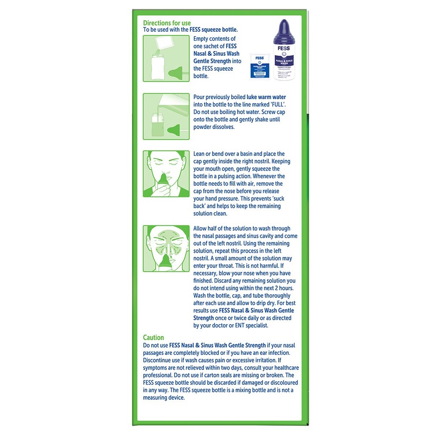 Fess Nasal & Sinus Wash Kit Gentle Strength 12 Sachets