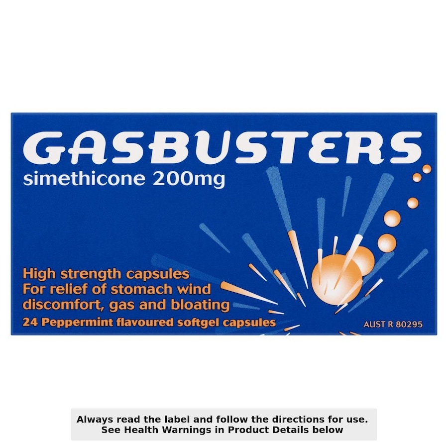 Gasbusters 200mg Capsules Peppermint 24 Pack