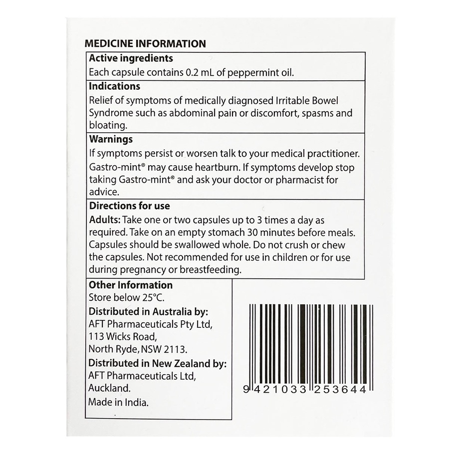 Gastro-mint Peppermint Oil 0.2ml Capsules 60 Pack