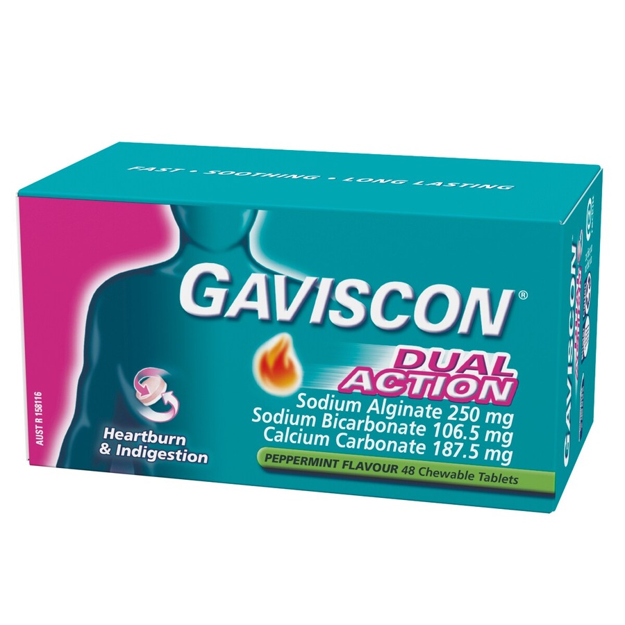 Gaviscon Dual Action Peppermint Chewable Tablets 48 Pack