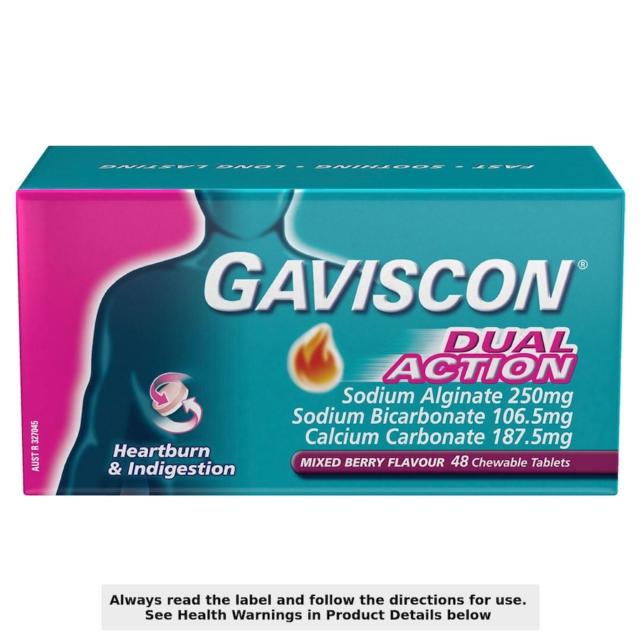 Gaviscon Dual Action Mixed Berry Chewable Tablets 48 Pack